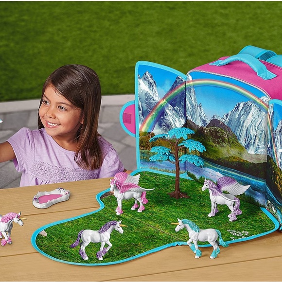 Lakeshore Pink and Blue Playset Carrying Case backpack play set with 6 figurines - Picture 3 of 16